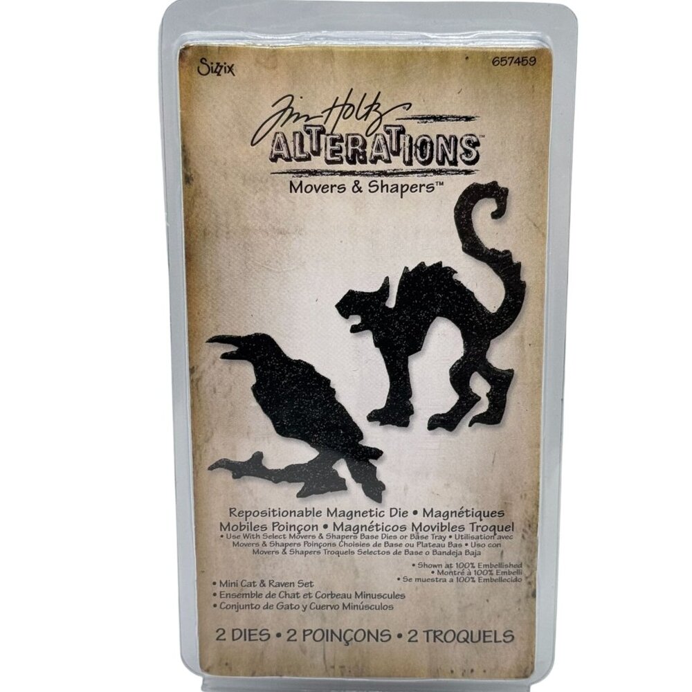 Tim Holtz Sizzix Movers & Shapers Mini Cat & Raven Magnetic Die Set